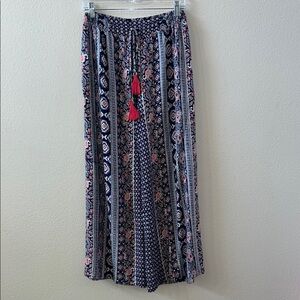Angie Bohemian Wide Leg pants with Orange Accents. Size medium
